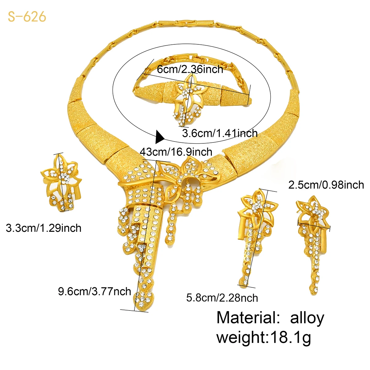 Bridal Dubai Gold Plated Jewelry Set For Women African 24K Gold Plated Necklace Earrings Set Nigerian Indian Wedding Wholesale