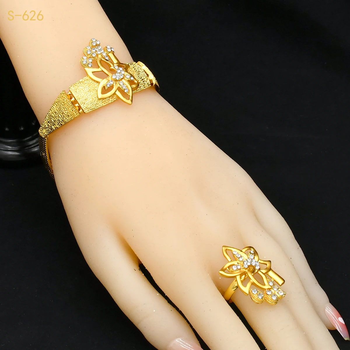 Bridal Dubai Gold Plated Jewelry Set For Women African 24K Gold Plated Necklace Earrings Set Nigerian Indian Wedding Wholesale