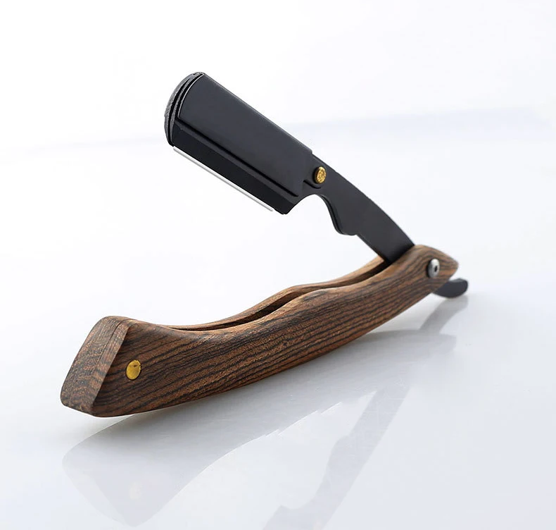 Sandalwood Vintage Razor Stainless Steel Folding Blade Holder Men's Facial Fit Razor Hairdresser's Shaving Tool (Without Blade)