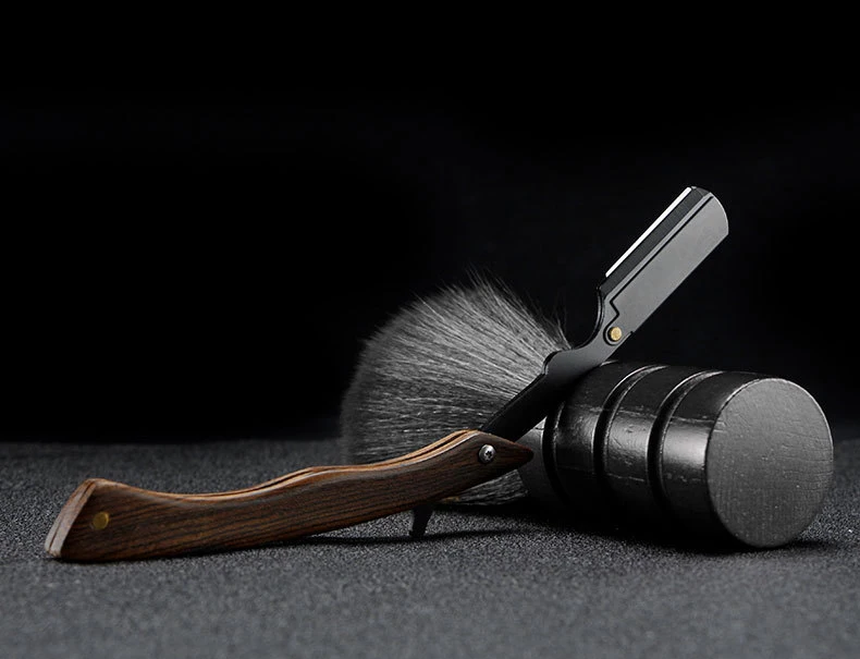 Sandalwood Vintage Razor Stainless Steel Folding Blade Holder Men's Facial Fit Razor Hairdresser's Shaving Tool (Without Blade)