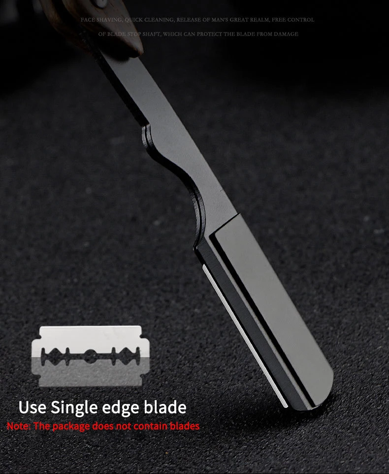 Sandalwood Vintage Razor Stainless Steel Folding Blade Holder Men's Facial Fit Razor Hairdresser's Shaving Tool (Without Blade)