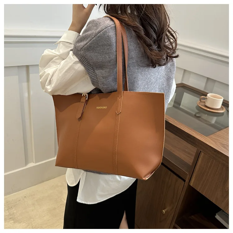 Women's Bag Large Capacity Soft Leather Tote Bags Casual Versatile Single Shoulder Handbag Mommy Handbags 2025 Autumn and Winter