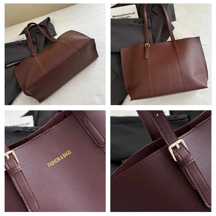 Women's Bag Large Capacity Soft Leather Tote Bags Casual Versatile Single Shoulder Handbag Mommy Handbags 2025 Autumn and Winter