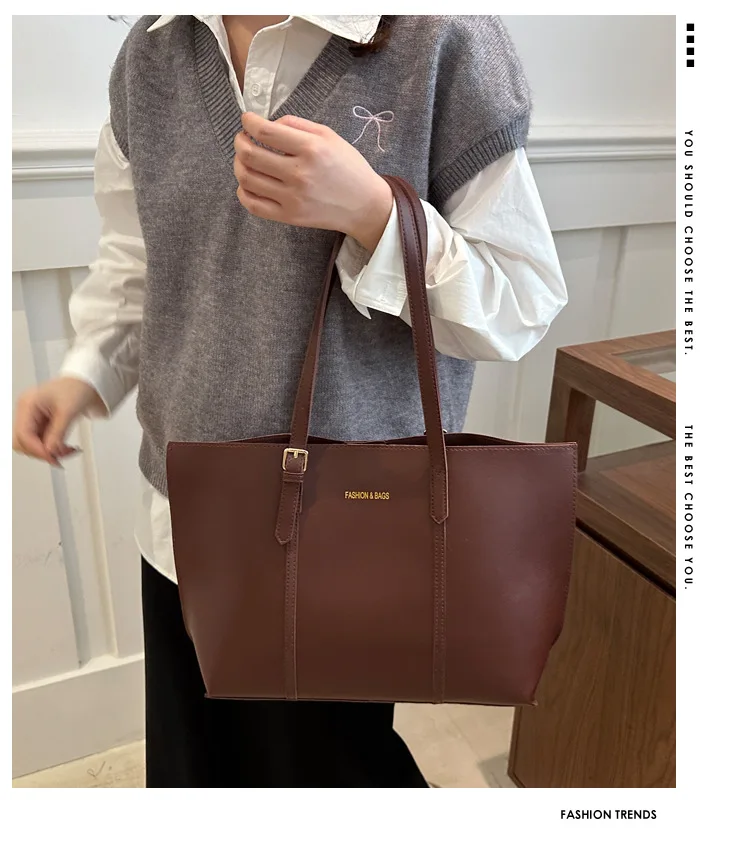 Women's Bag Large Capacity Soft Leather Tote Bags Casual Versatile Single Shoulder Handbag Mommy Handbags 2025 Autumn and Winter