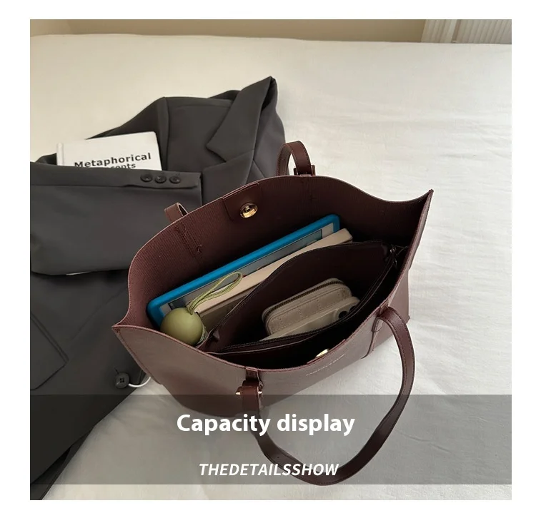 Women's Bag Large Capacity Soft Leather Tote Bags Casual Versatile Single Shoulder Handbag Mommy Handbags 2025 Autumn and Winter
