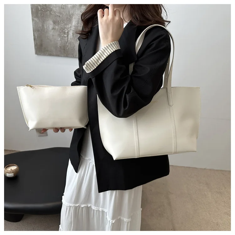 Women's Bag Large Capacity Soft Leather Tote Bags Casual Versatile Single Shoulder Handbag Mommy Handbags 2025 Autumn and Winter