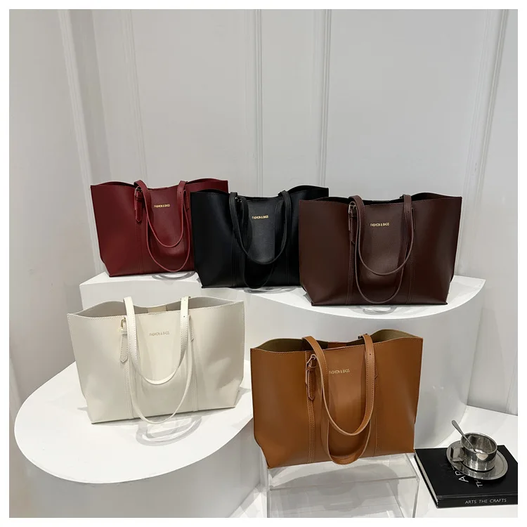 Women's Bag Large Capacity Soft Leather Tote Bags Casual Versatile Single Shoulder Handbag Mommy Handbags 2025 Autumn and Winter