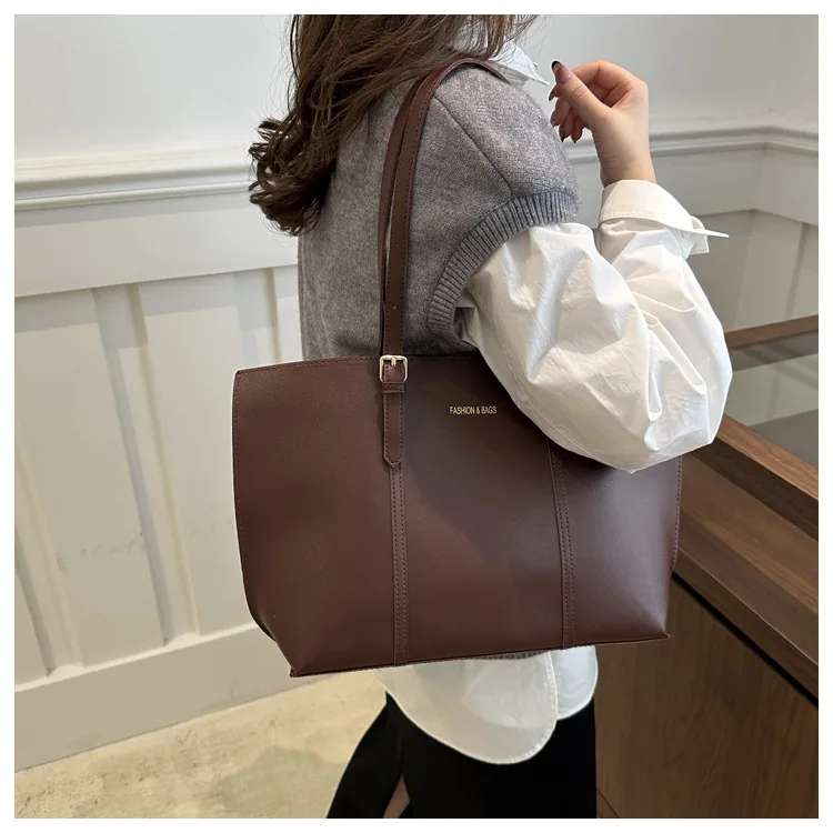 Women's Bag Large Capacity Soft Leather Tote Bags Casual Versatile Single Shoulder Handbag Mommy Handbags 2025 Autumn and Winter