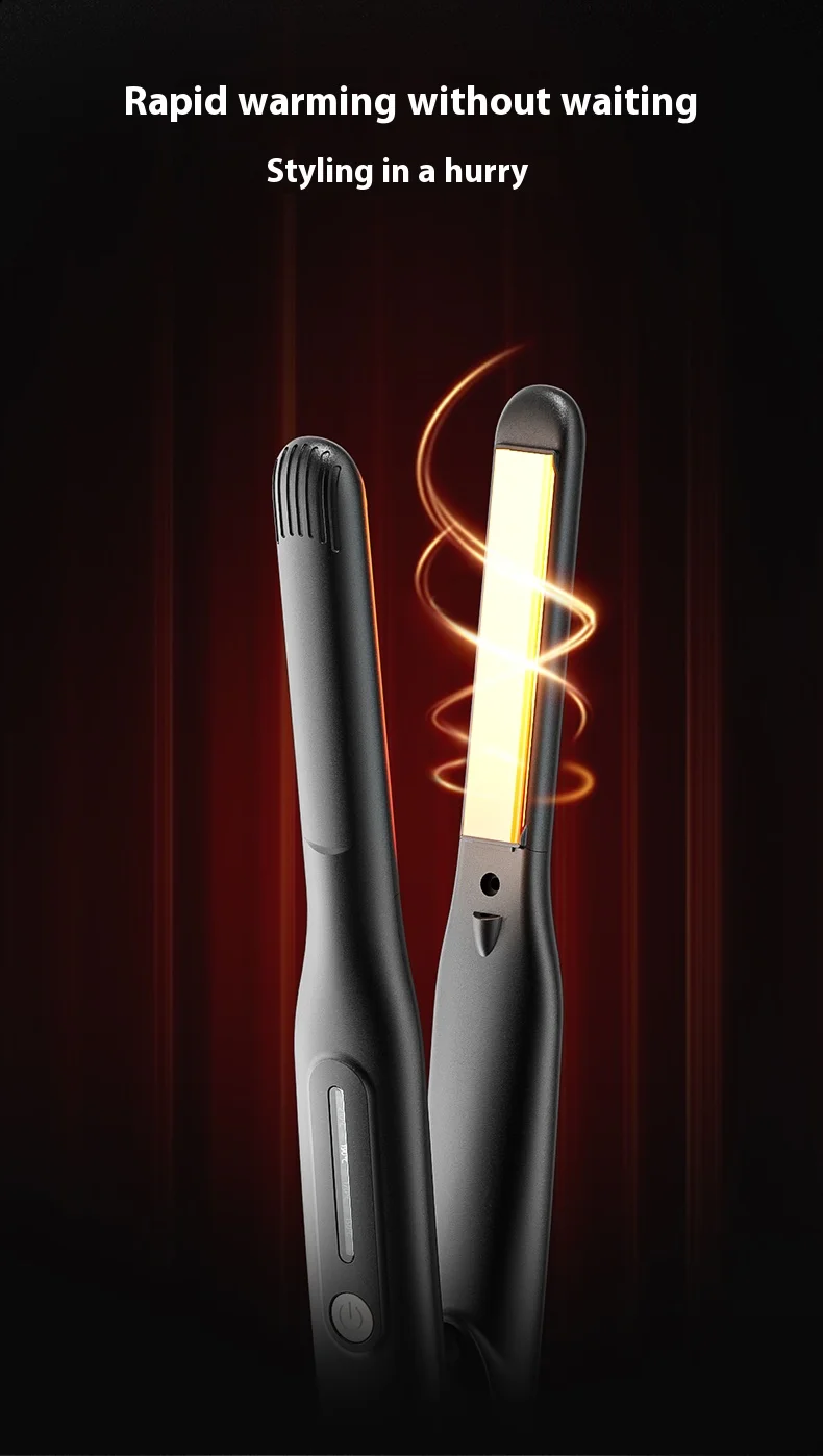 Hair Straightener Ceramic Iron Plate with Negative Ion LCD Display Portable Hair Styler for Men Straightening and Curling