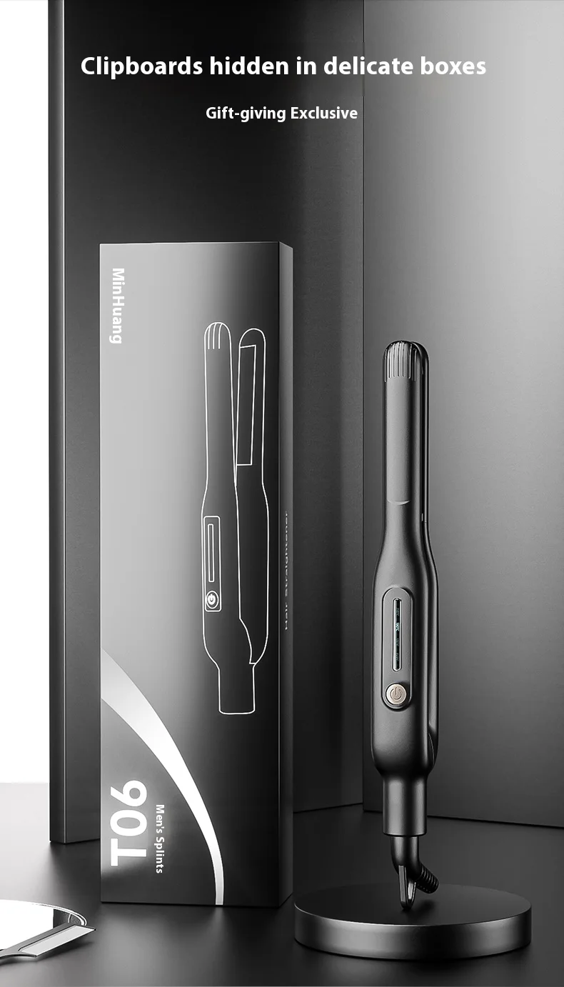 Hair Straightener Ceramic Iron Plate with Negative Ion LCD Display Portable Hair Styler for Men Straightening and Curling