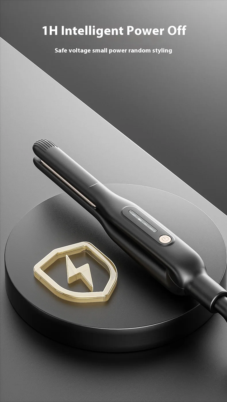 Hair Straightener Ceramic Iron Plate with Negative Ion LCD Display Portable Hair Styler for Men Straightening and Curling
