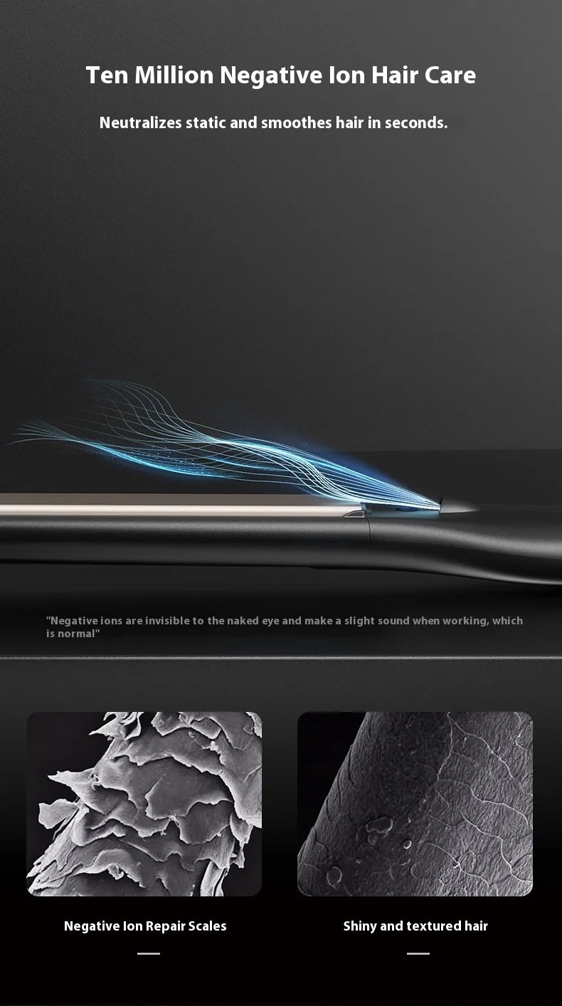 Hair Straightener Ceramic Iron Plate with Negative Ion LCD Display Portable Hair Styler for Men Straightening and Curling
