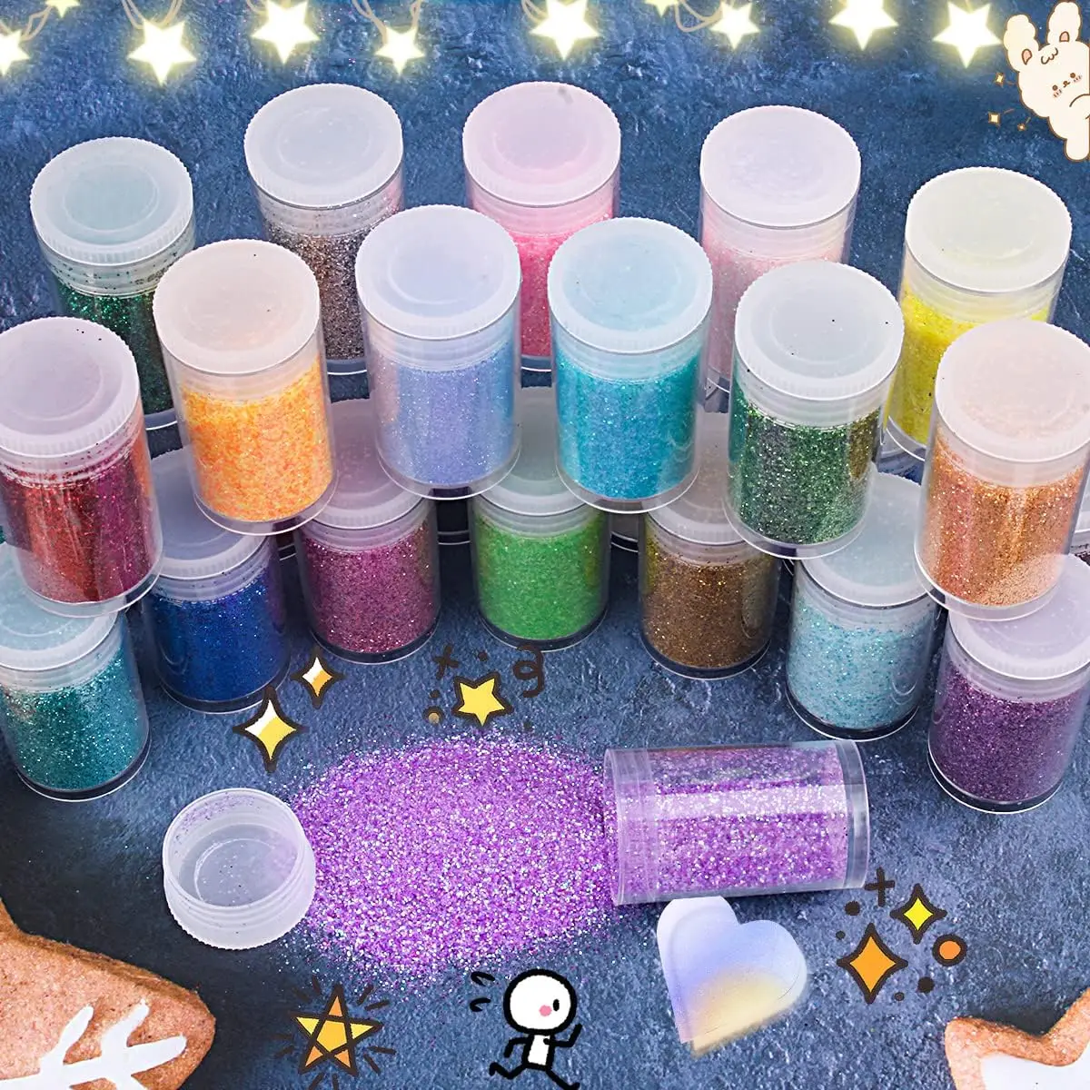 Ultra Fine Glitter 36Colors Set, Holographic Glitter Powder for,Epoxy Resin Arts and Crafts Glitter,Glitter for Nail Makeup