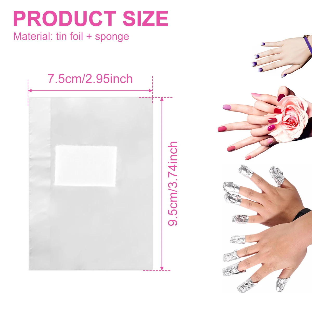 500/1000Pcs Aluminium Foil Remover Nail Wraps Soak Off Polish Nail Art Foil Gel Polish Acrylic Removal Tool with Cotton Pad