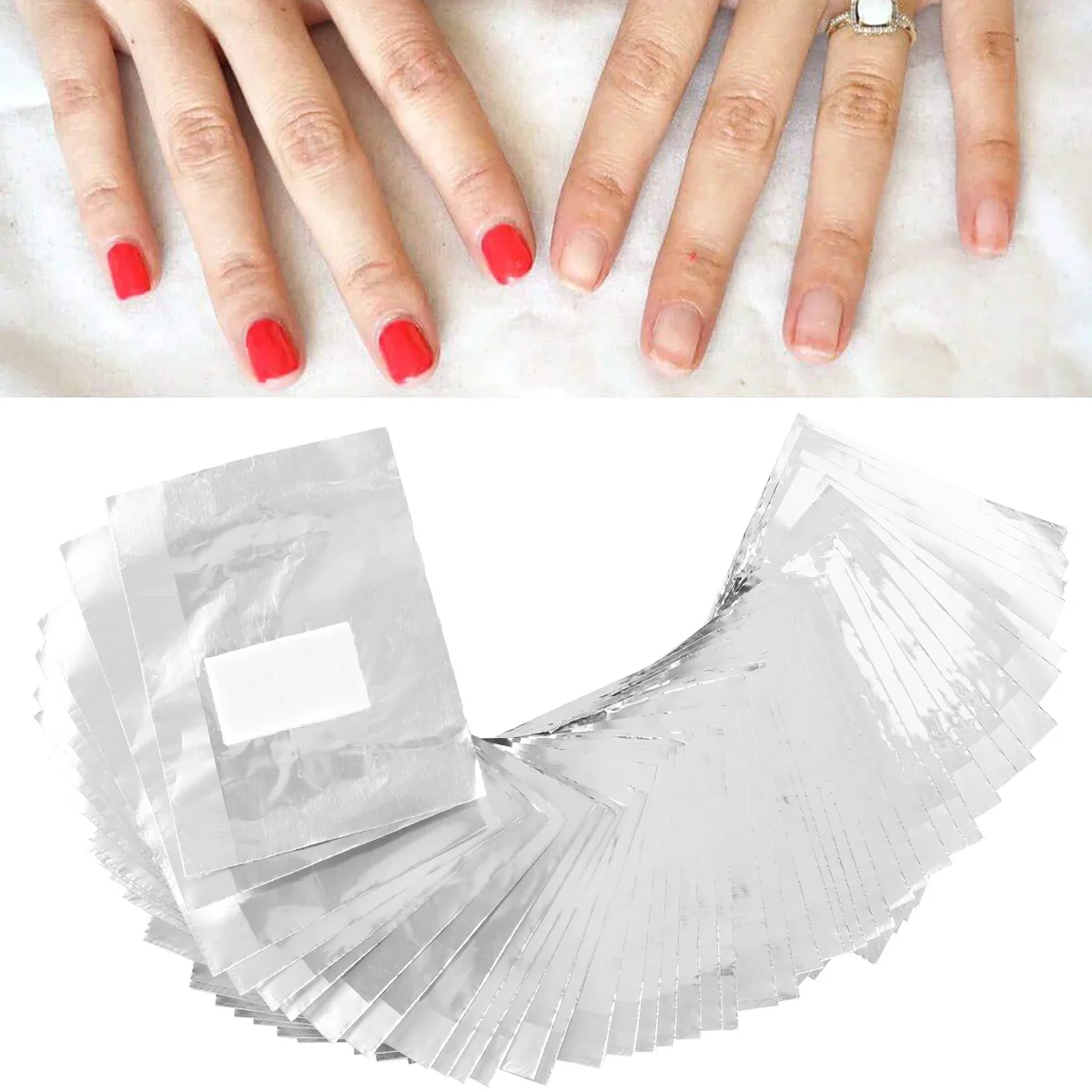 500/1000Pcs Aluminium Foil Remover Nail Wraps Soak Off Polish Nail Art Foil Gel Polish Acrylic Removal Tool with Cotton Pad