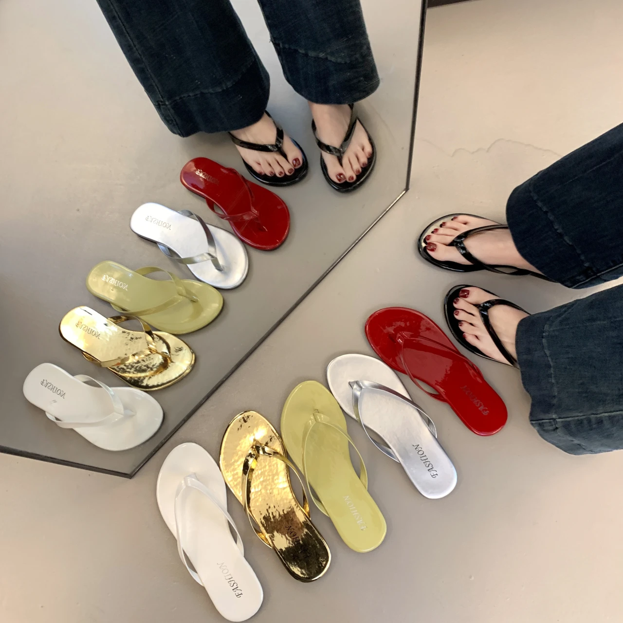 Large Size Sandals Women's Shoes Summer 2025 New Flip-flops Outer Slippers Flat Sandals