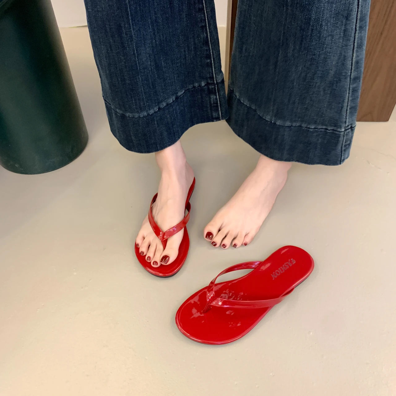Large Size Sandals Women's Shoes Summer 2025 New Flip-flops Outer Slippers Flat Sandals