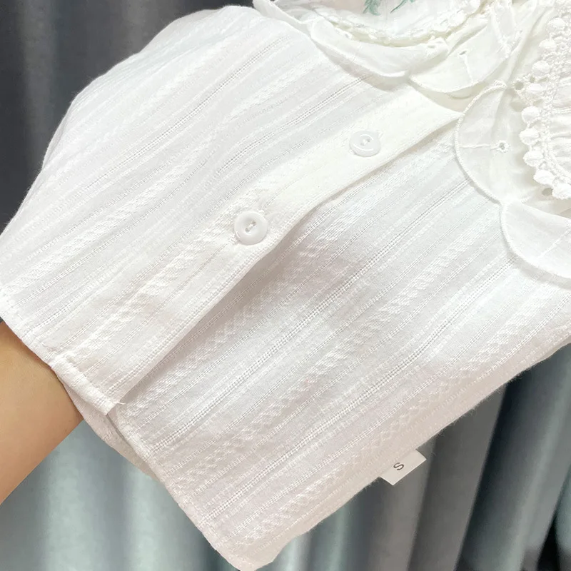 Girls' School Shirt - White Long Sleeve Lace Top for Toddler To Teen, Classic Blouse for Kids Girls Blouse