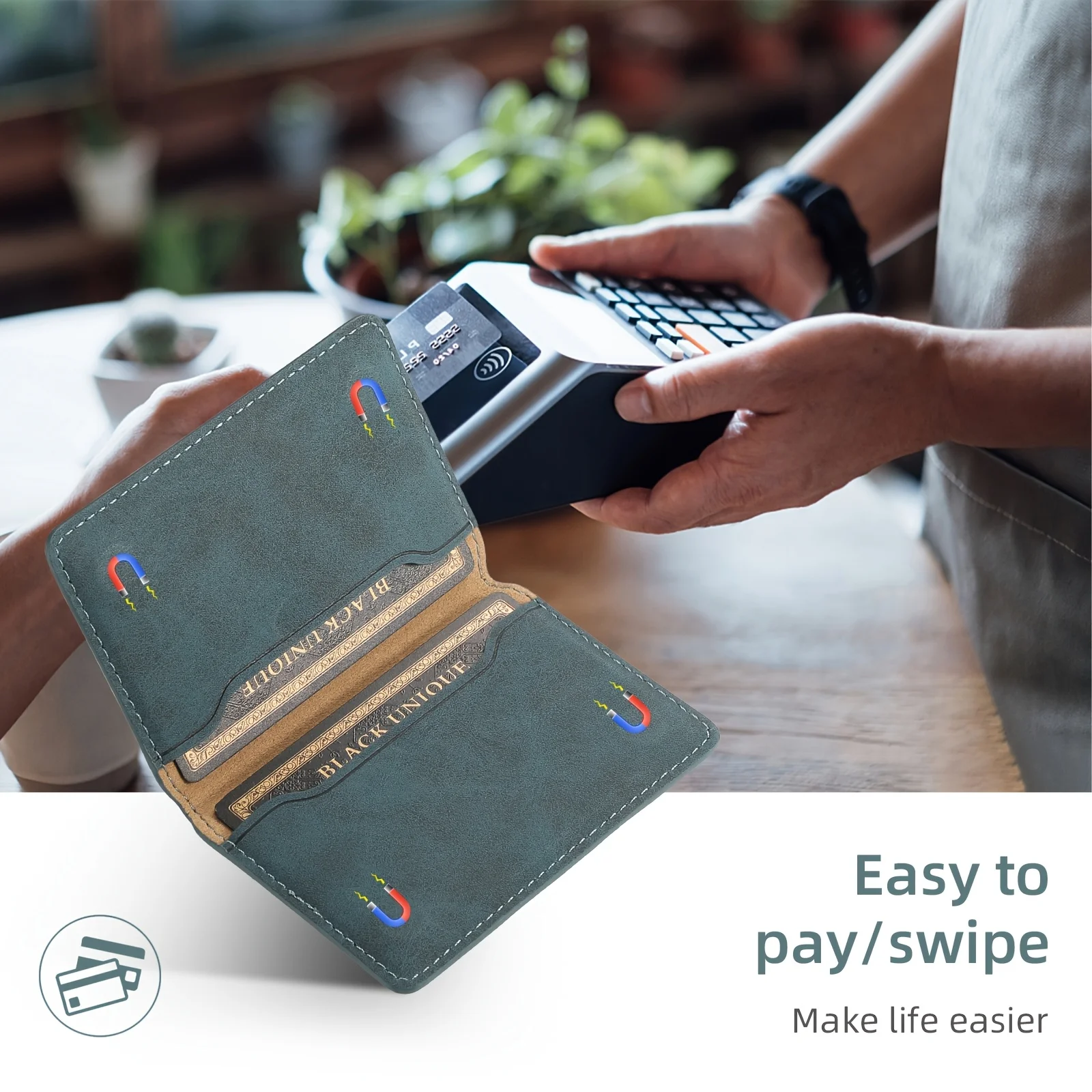 Credit Card Wallet-Magnetic Phone Case with 3 Card Slots,Faux Leather,Strong Magnet for Secure ID&Credit Card Storage,Men'S Gift
