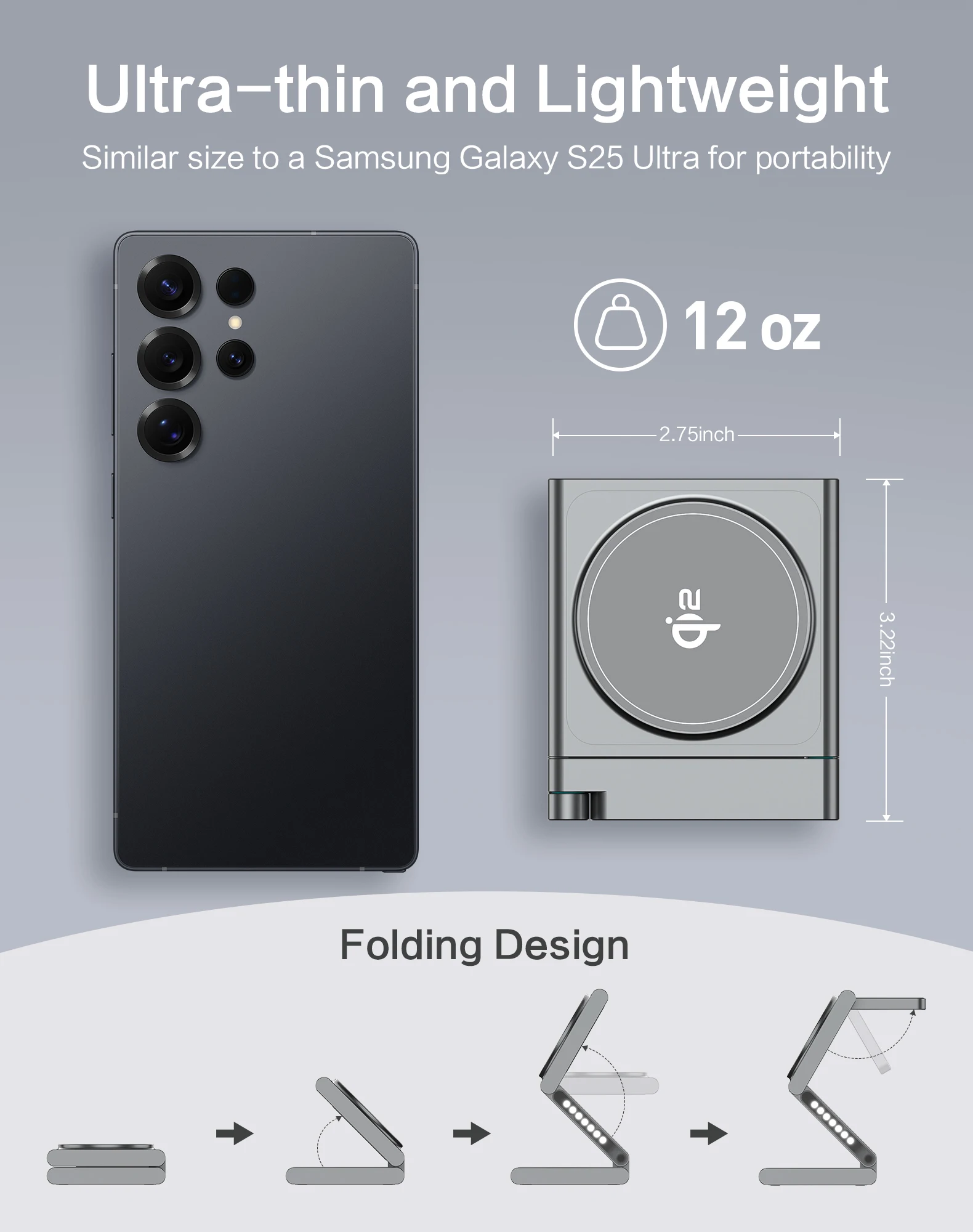 3 in 1 Charging Station Aluminum Qi2 Magnetic Charger for Samsung Galaxy S25/Ultra/S24/S23/S22/Galaxy Watch 8/7/6/5/Galaxy Buds