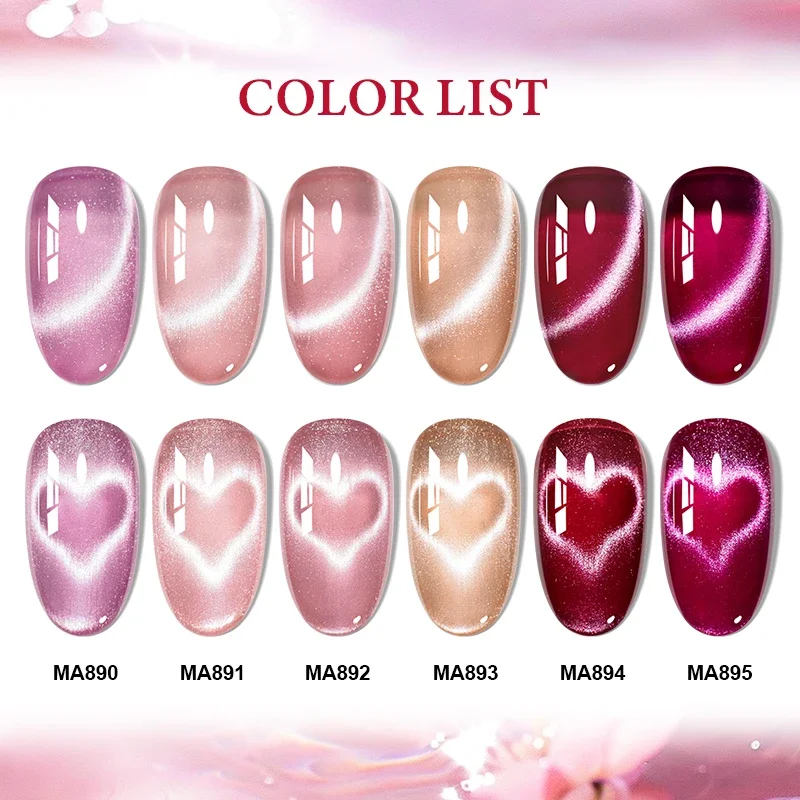 7/9pcs Jelly Pink Red Cat Magnetic Gel Nail Polish Set Heart Cat Magnetic Semi Permanent UV Gel Varnish Soak Off Nail Supplies