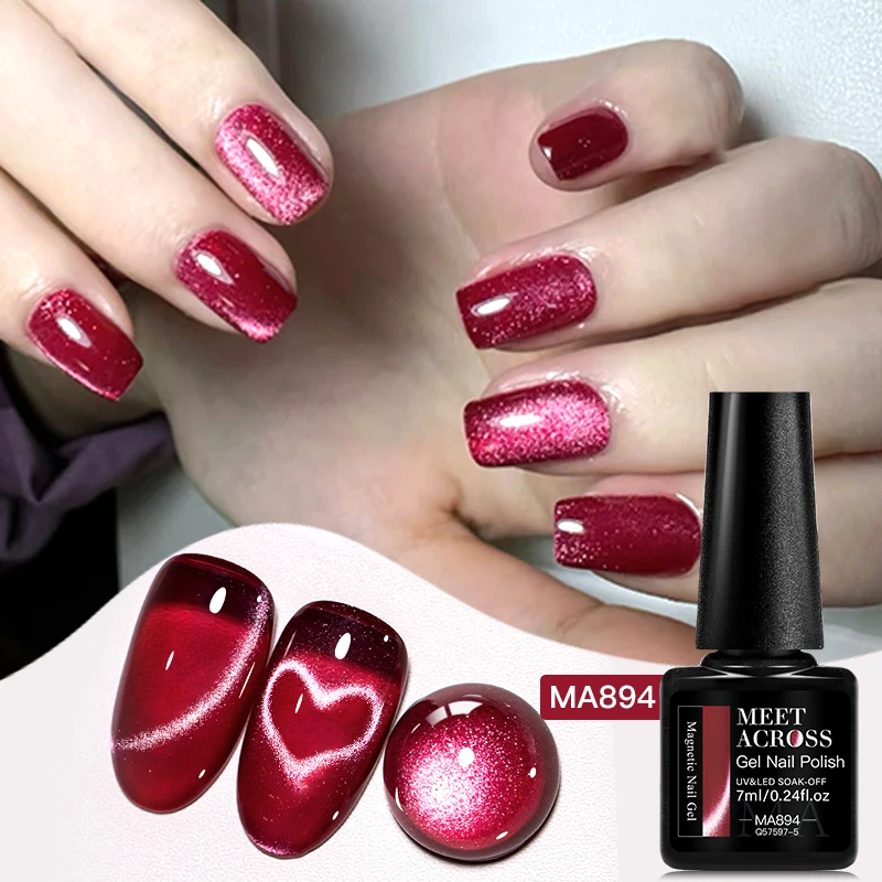 7/9pcs Jelly Pink Red Cat Magnetic Gel Nail Polish Set Heart Cat Magnetic Semi Permanent UV Gel Varnish Soak Off Nail Supplies