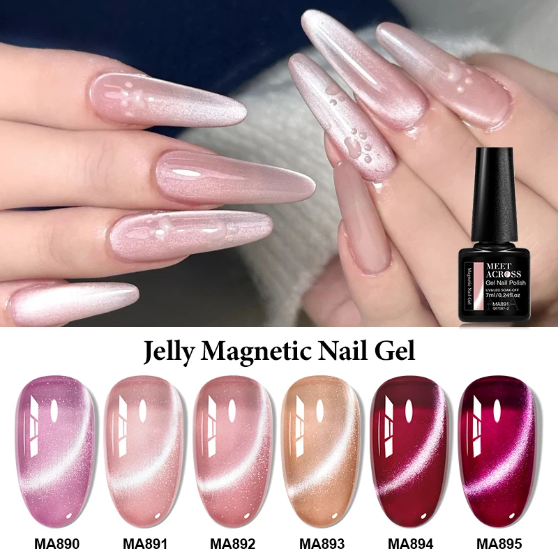 7/9pcs Jelly Pink Red Cat Magnetic Gel Nail Polish Set Heart Cat Magnetic Semi Permanent UV Gel Varnish Soak Off Nail Supplies