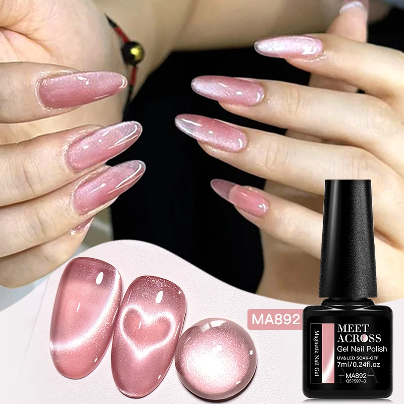 7/9pcs Jelly Pink Red Cat Magnetic Gel Nail Polish Set Heart Cat Magnetic Semi Permanent UV Gel Varnish Soak Off Nail Supplies