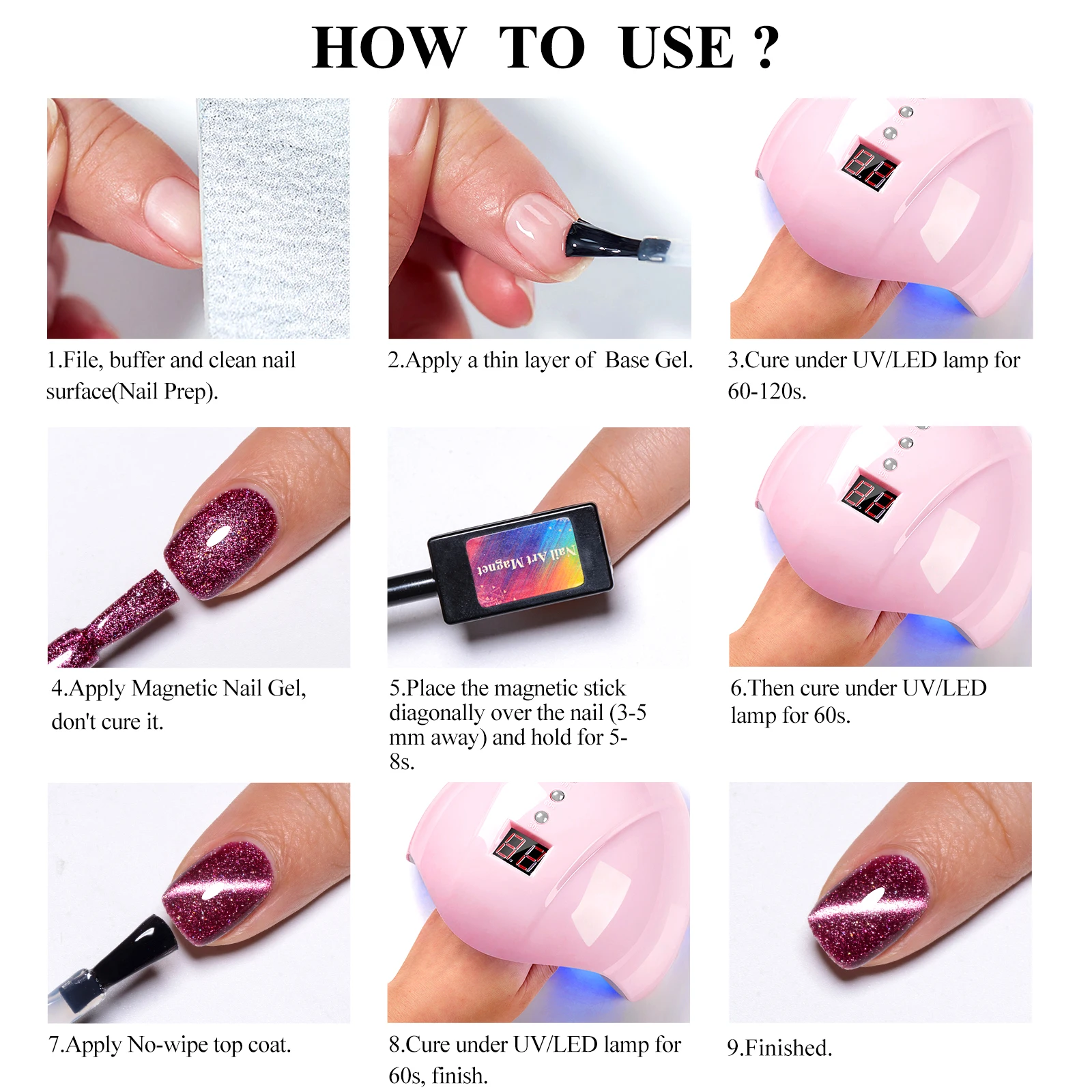 7/9pcs Jelly Pink Red Cat Magnetic Gel Nail Polish Set Heart Cat Magnetic Semi Permanent UV Gel Varnish Soak Off Nail Supplies