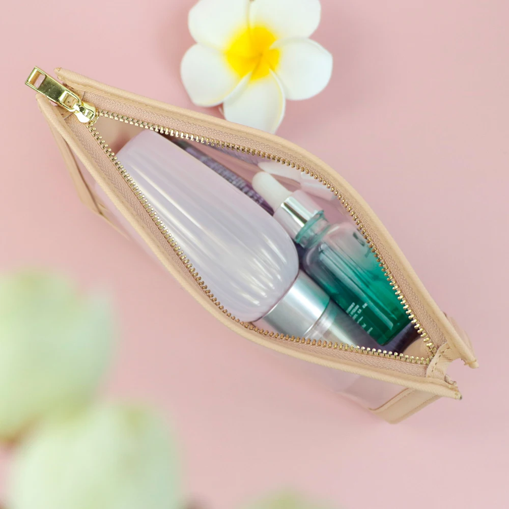 Customized Name Skin Care Storage Bag, PVC Spliced Leather, Travel Large-Capacity Waterproof Makeup Bag, Toiletry Bag