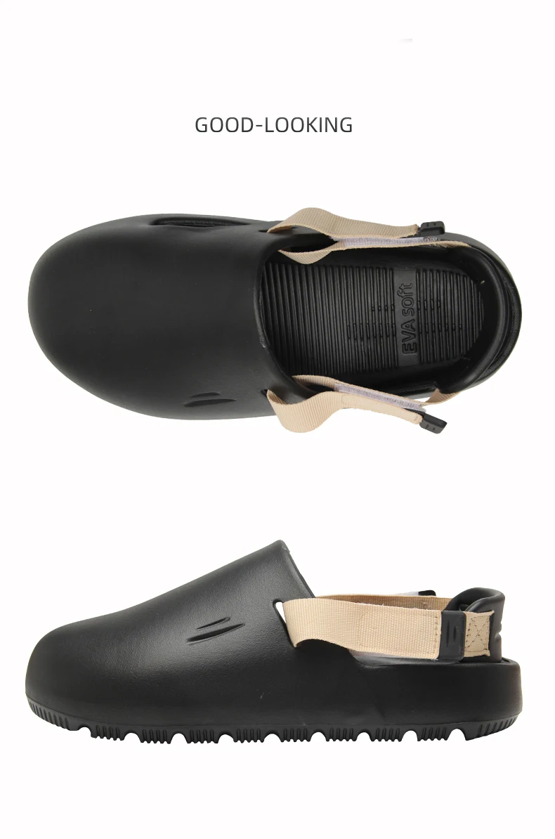 Men's Open-Toe EVA Slippers for Outdoor Wear Anti-Slip Odor-Resistant Soft Bottom Birk-style Slippers