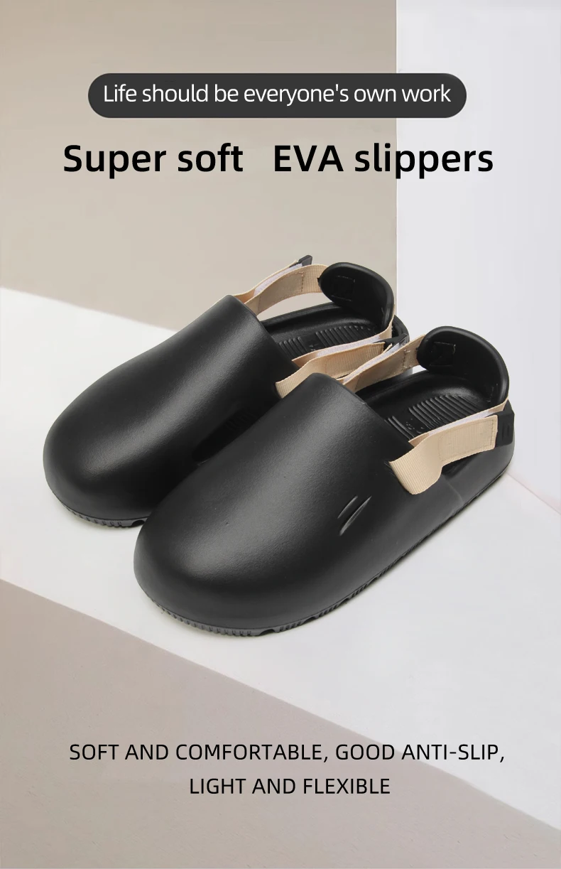 Men's Open-Toe EVA Slippers for Outdoor Wear Anti-Slip Odor-Resistant Soft Bottom Birk-style Slippers