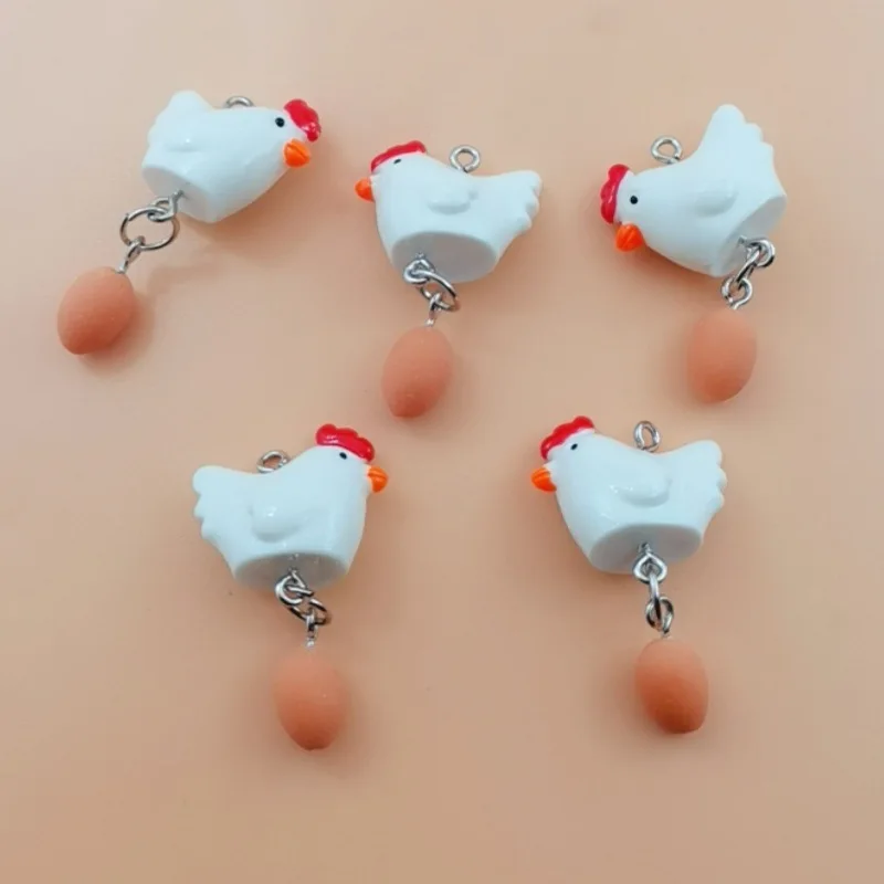 10/30pcs cartoon resin hen egg pendant, DIY jewelry making earrings necklace keychain accessories