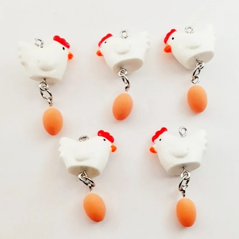 10/30pcs cartoon resin hen egg pendant, DIY jewelry making earrings necklace keychain accessories