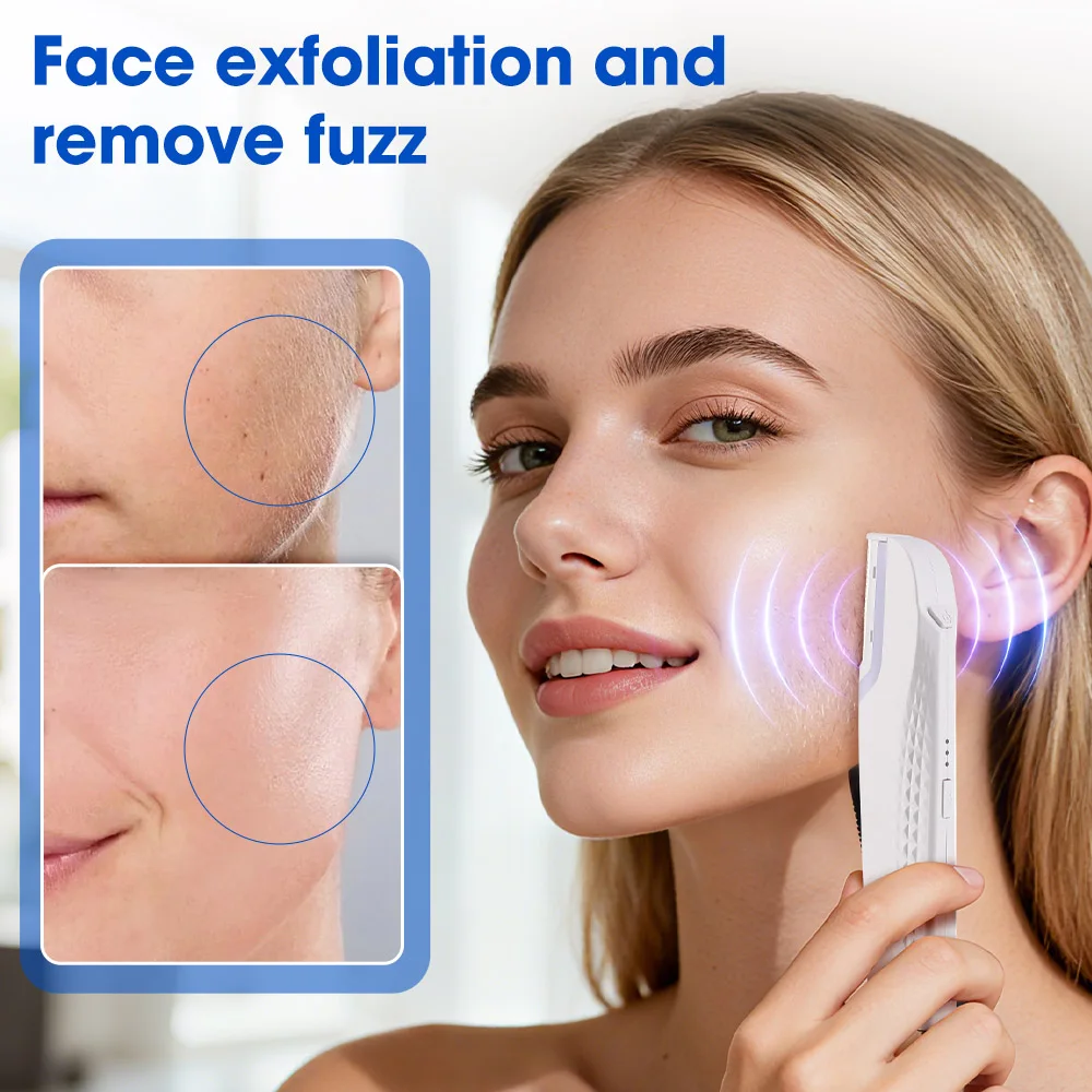 Women's Sonic Rechargeable Dermaplane Razor with Light 6 Replaceable Blades Facial Exfoliation Hair And Fuzz Removal Tool