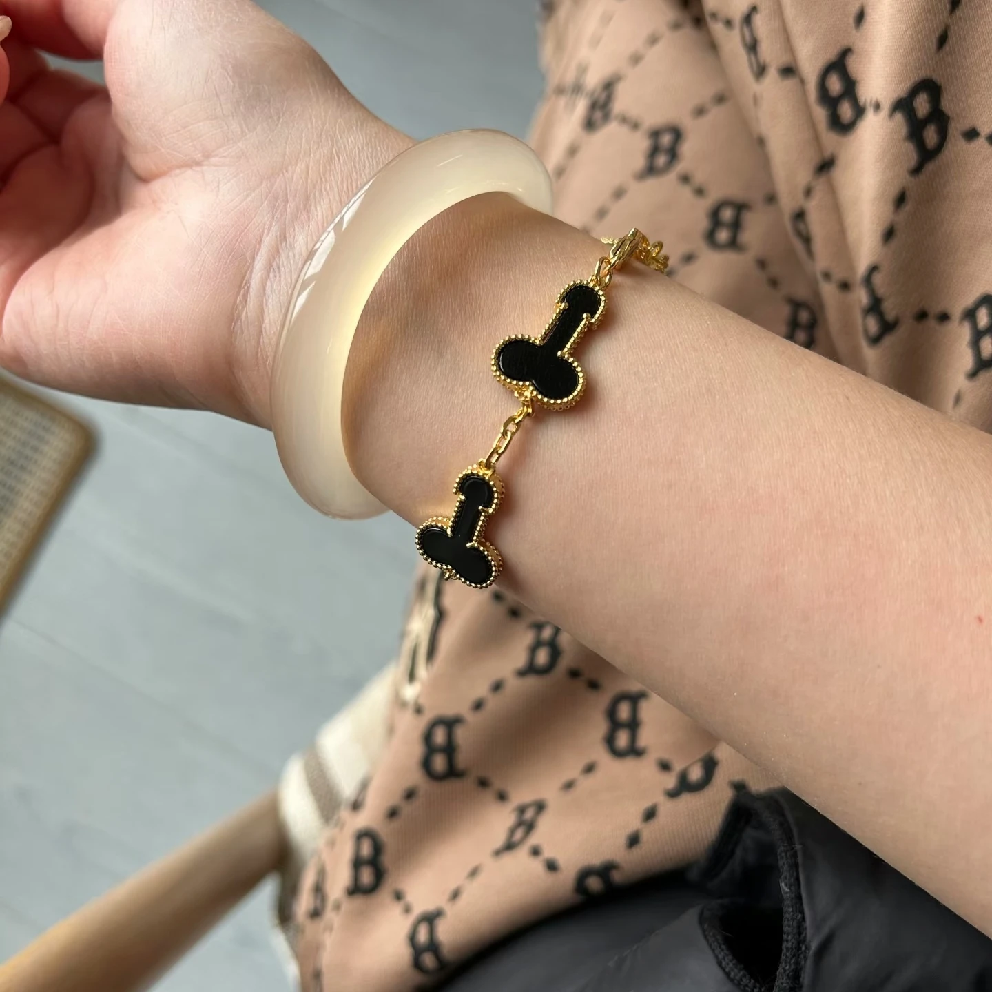 luxurious Hip Hop Punk Personality Genital prank Titanium Steel Gold Color Bracelet For Men Women Girl Jewelry Y2K Accessories