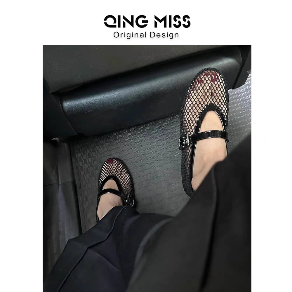 Black Sandals Women Flats Mesh Summer Fashion Shallow Shoes Beach Dress Designer Trend Shoes Outdoor Walking Female