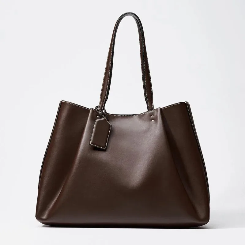CLIP TOTE BAG, Women's Fashion Luxury Handbag Design, Pure Color Contracted and Single Shoulder Bag, Senior PU Leather Handbags