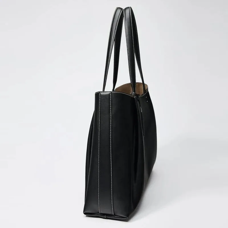 CLIP TOTE BAG, Women's Fashion Luxury Handbag Design, Pure Color Contracted and Single Shoulder Bag, Senior PU Leather Handbags
