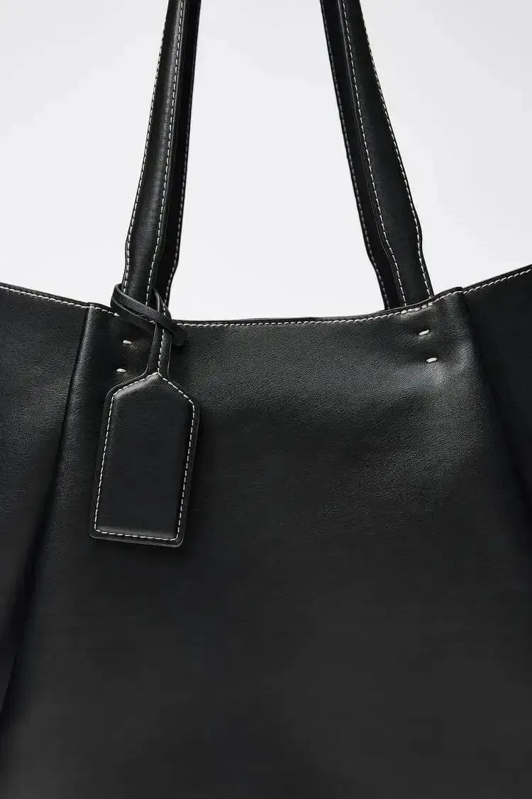 CLIP TOTE BAG, Women's Fashion Luxury Handbag Design, Pure Color Contracted and Single Shoulder Bag, Senior PU Leather Handbags