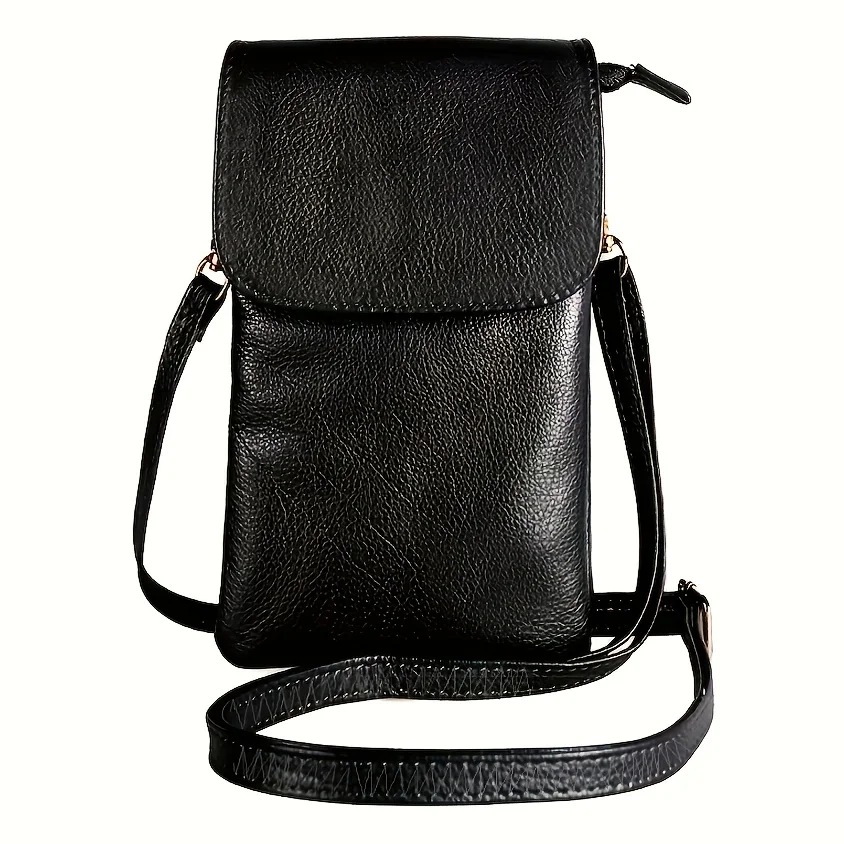 Simple Women's Shoulder Bag With 3-Layer Zipper Soft Leather Crossbody bag Mini Small Bag Wallet With Multiple Compartments Larg
