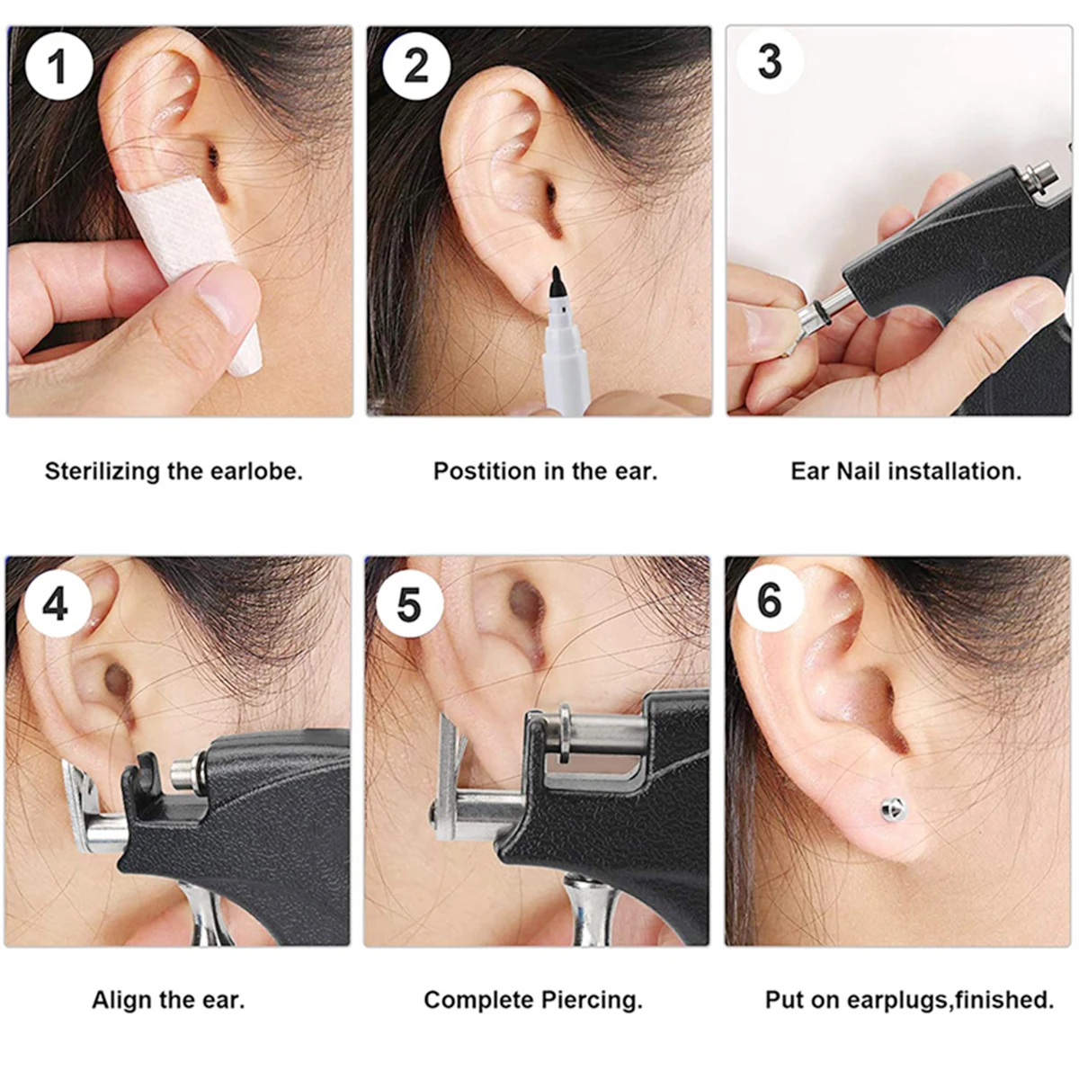 About 189pcs Mix Ear Piercing Kit Include Ear Piercing Tool Piercing Stud Earrings Flexible Colorful Earring Retainer & Backs