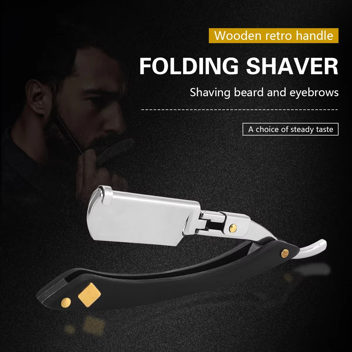 Barber Shop Men's Foldable Manual Shaver Stainless Steel Shaver Straight Shaving Sharp Shaver Hairdressing Styling Tools