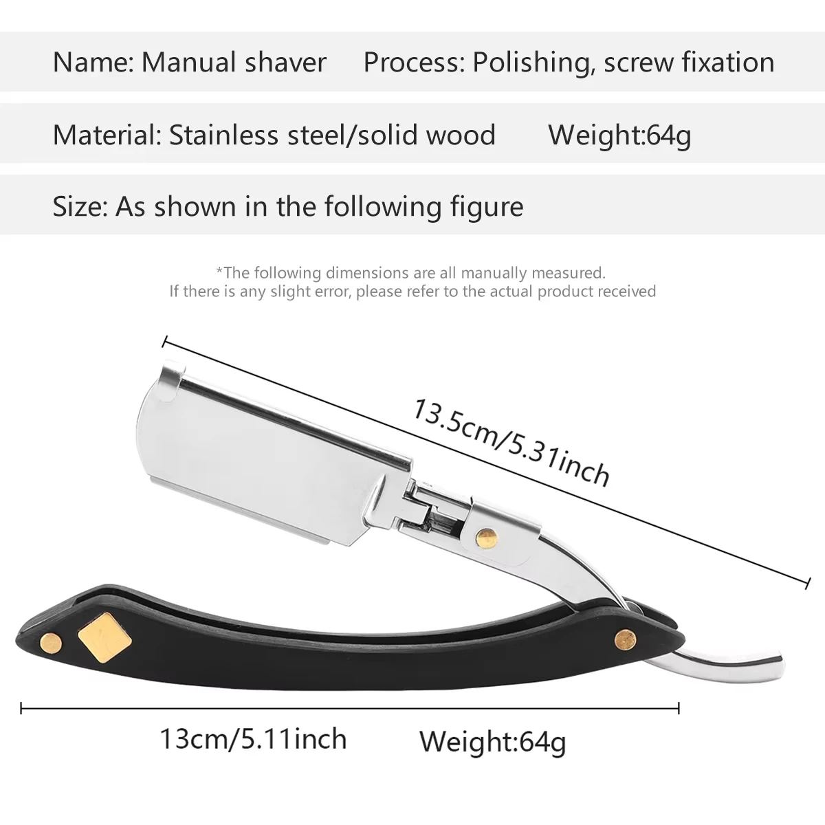 Barber Shop Men's Foldable Manual Shaver Stainless Steel Shaver Straight Shaving Sharp Shaver Hairdressing Styling Tools