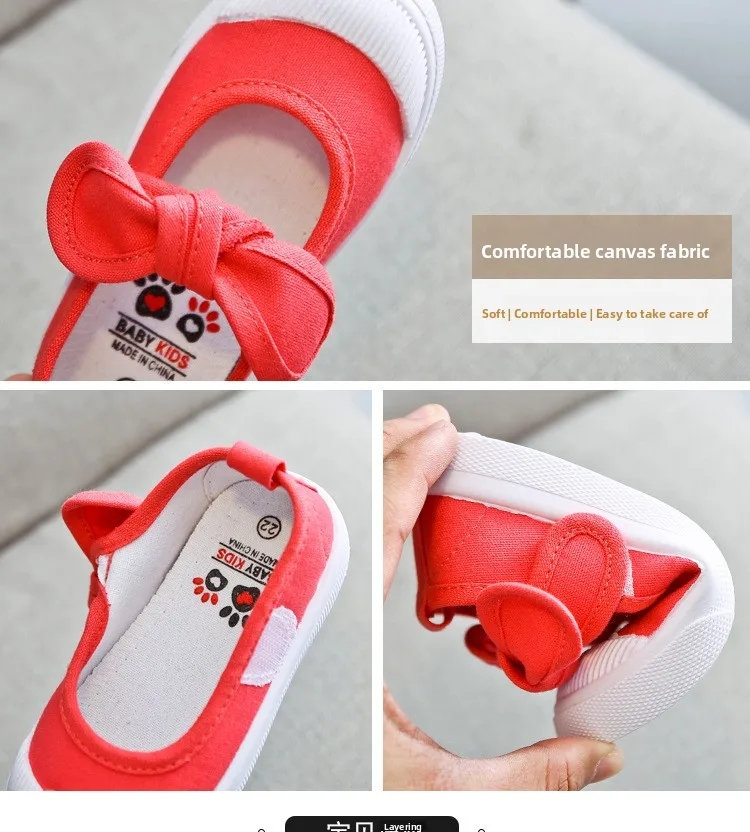 New Children Shoes Girls Canvas Shoes Fashion Bowknot Comfortable Kids Casual Shoes Sneakers Toddler Girls Princess Shoes 21-35