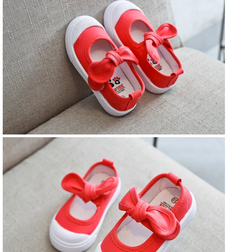 New Children Shoes Girls Canvas Shoes Fashion Bowknot Comfortable Kids Casual Shoes Sneakers Toddler Girls Princess Shoes 21-35