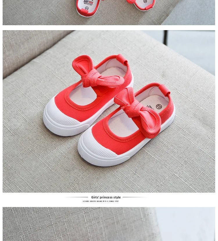 New Children Shoes Girls Canvas Shoes Fashion Bowknot Comfortable Kids Casual Shoes Sneakers Toddler Girls Princess Shoes 21-35