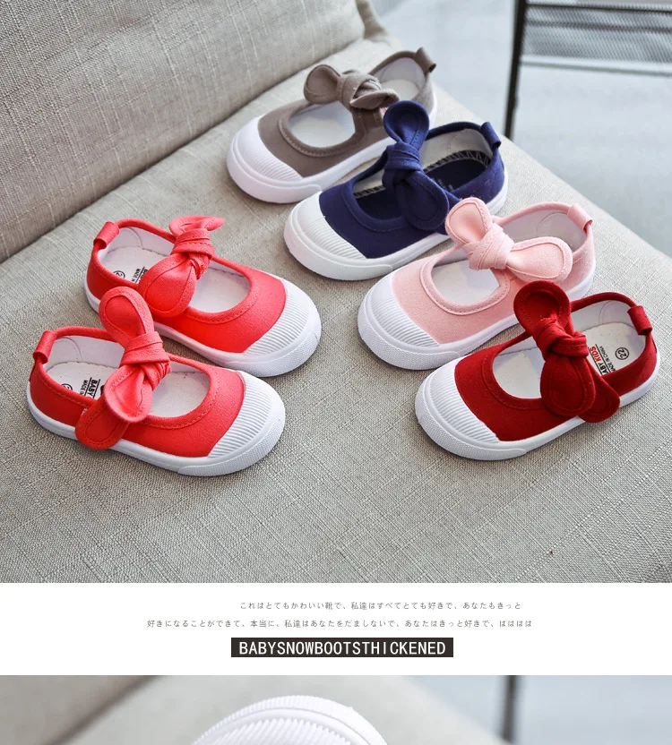 New Children Shoes Girls Canvas Shoes Fashion Bowknot Comfortable Kids Casual Shoes Sneakers Toddler Girls Princess Shoes 21-35