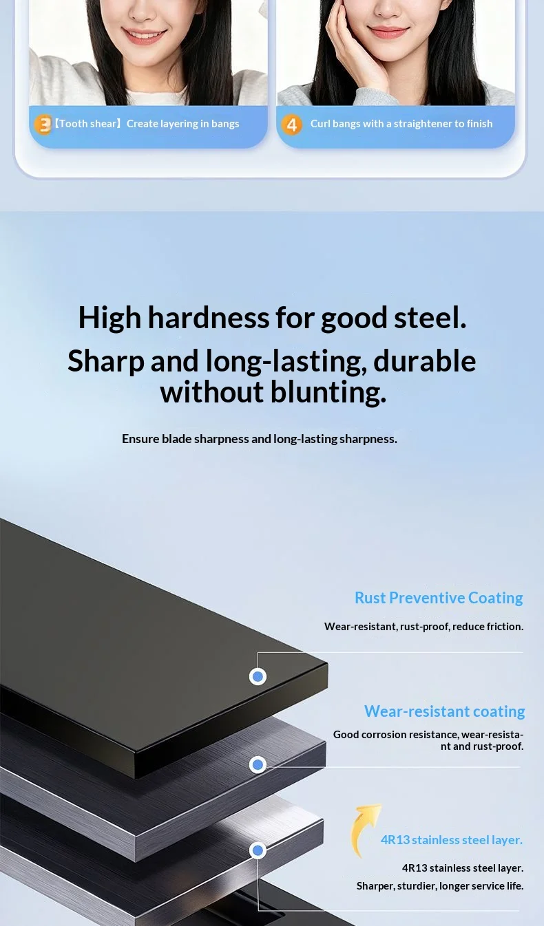 Gianxi Stainless Steel Hair Clippers Hair Professional Thinning Teeth Clipper Flat Clipper Broken Hair Clipper