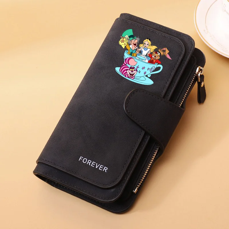 Alice in Wonderland Buckle Women Wallets Long Leather Top Quality 15 Card Holder Classic Female Purse Zipper Wallet For Ladies